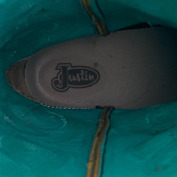 Justin Women’s “Sevana” Western Boots SVL7311 Tan & Turquoise – Size 9.5B VGUC - Picture 9 of 13